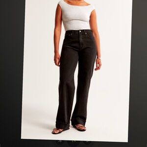 abercrombie and fitch the 90s relaxed jean high rise black cuffed